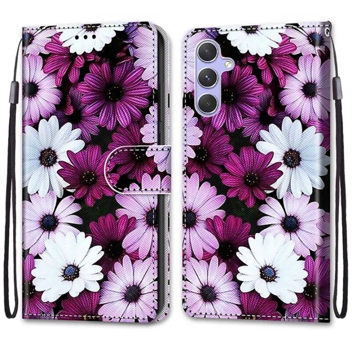 Leather%20Magnetic%20Case%20For%20Samsung%20Galaxy%20A25%20A24%20A14%204G%20A34%20A54%205G%20SM-A256B%20A245F%20Phone%20Cover%20Flip%20Wallet%20Painted%20Funda%20Etui%20-%20Image%202
