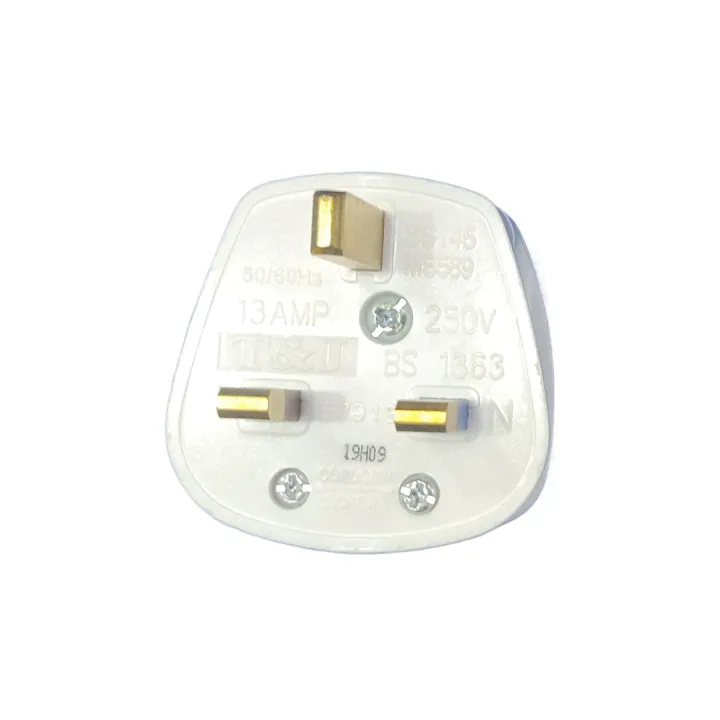 T&J%20Fused%2012pcs%2013A%203%20Pin%20Flat%20Electrical%20Plug%20Premium%20Quality%20100%25%20Copper%20White%20Connector%20Cord%20Adapter%20Electrical%20Power%20Socket%20-%20Image%203