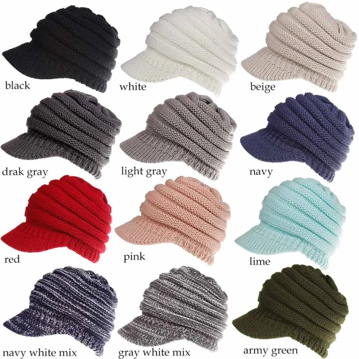 2018%20New%20Style%20Labeled%20Baseball%20Cap%20Cap%20Back%20Opening%20Ponytail%20Hat%20Autumn%20Winter%20Beanie%20Woman%2012%20Colors%20-%20Image%204