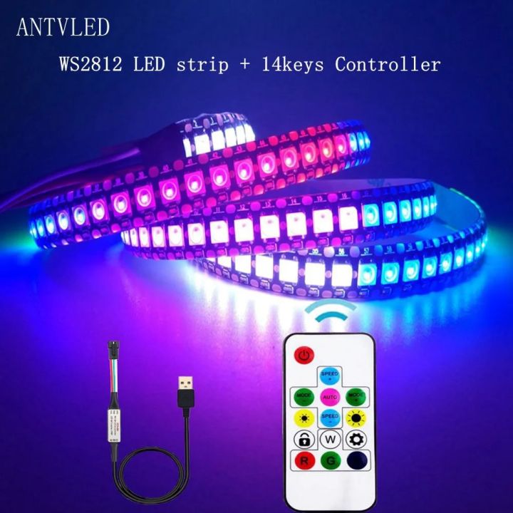 WS2812B LED Strip Individually Addressable Smart RGB LED Strip Waterproofith and14 Keys RF Wireless Remote Controller Kit DC5V