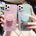 New Phone Case For Samsung Galaxy M34 Cover Glitter Bling Soft Stars Moon Sequins Folding Bracket Transparent For Galaxy M34 Case.