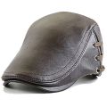 Fashion PU Leather Caps Windproof Man Beret Bandage Hat Spring Flat Cap Casquette Warm Side S Boina Masculina.