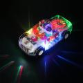 Transparent Police Car, Gear Toy with Light & Music, Transparent Car Toy Light Music with Automatic Change Direction, Great Birthday Gifts for Toddler. 