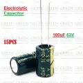 15Pcs- Electrolytic Capacitor 100uF 63V Radial Polarized Aluminum Electrolytic Capacitor. 