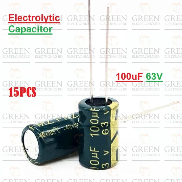 15Pcs- Electrolytic Capacitor 100uF 63V Radial Polarized Aluminum Electrolytic Capacitor