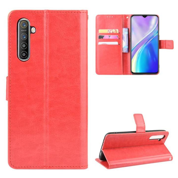 For Oppo Realme X2 Vintage Leather Magnetic Buckle Flip Cover Case