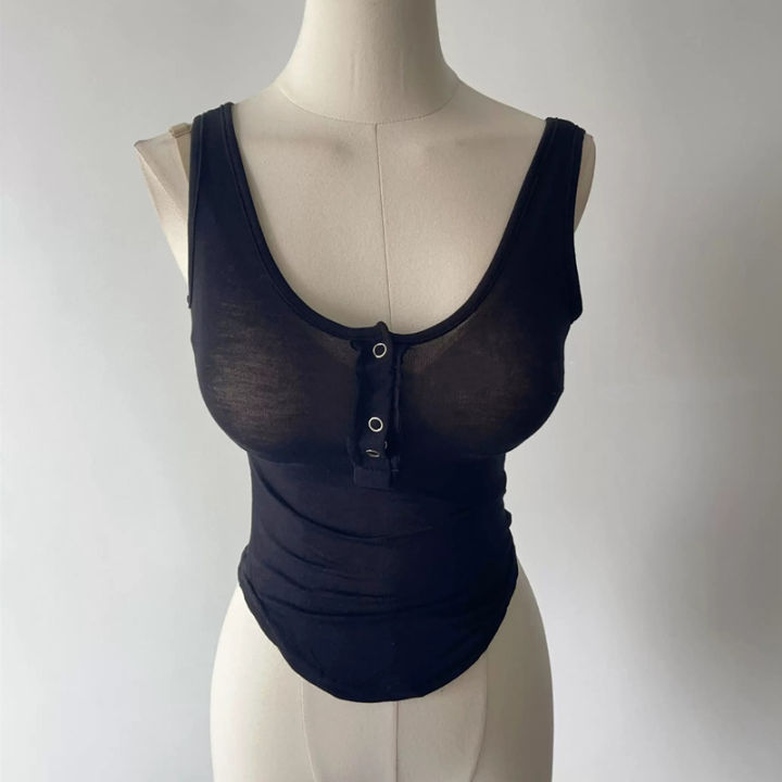 Korean%20Style%20Bodycon%20Chest-Highlight%20Micro%20Transparent%20Hot%20Girl%20Short%20Top%20Summer%20New%20Hot%20Girl%20Sling%20Vest%20Inner%20Match%20T%20Women's%20T-shirt%20ins%20-%20Image%208