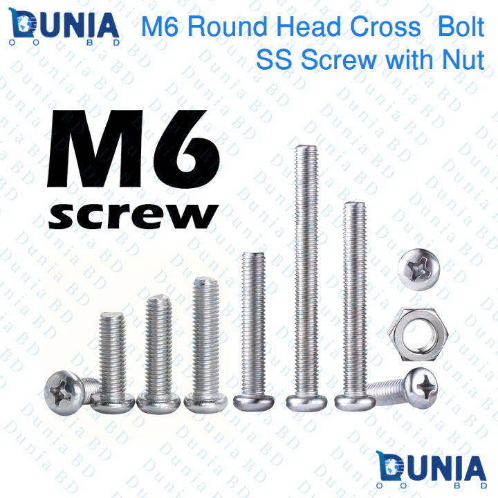 M6 Pan Head Phillips Stainless Steel 1mm Pitch Drive machine Replacement Screw