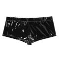 Men PVC Bright Leather Boxer Open Crotch Underwear Shiny Crotchless Faux Leather Wet Look Boxer Brief Open Front Hole Short. 