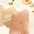 Table Mat Hibiscus Flower Bronzing Pvc Placemat Hollow Out Insulation Coaster Flag Pads Bowl Home Christmas Decor Heat Resistant. 