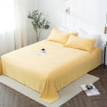 Washed Cotton Flat Sheet Cadar Queen King Size Bed Sheets Solid Color Bedding Flat Bedsheet. 
