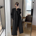 Black Suit Trench Coat Women2022Autumn New High-Grade Temperament Wild Slimming Mid-Length Coat Coat.
