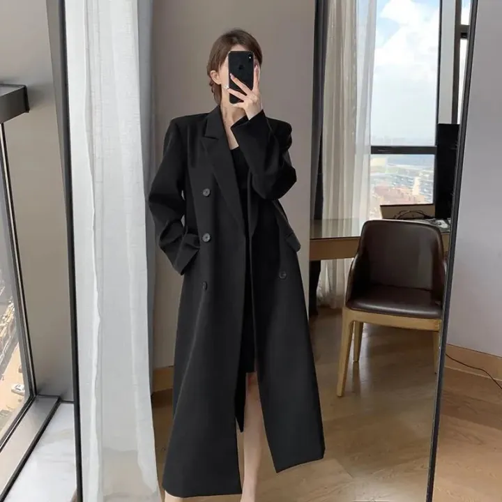 Black%20Suit%20Trench%20Coat%20Women2022Autumn%20New%20High-Grade%20Temperament%20Wild%20Slimming%20Mid-Length%20Coat%20Coat%20-%20Image%204
