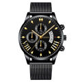 Cross-Border Hot Calendar Mesh Belt Milan Quartz Watch Three-Eye Large Dial Men's Watch watch Business Men's Watch. 