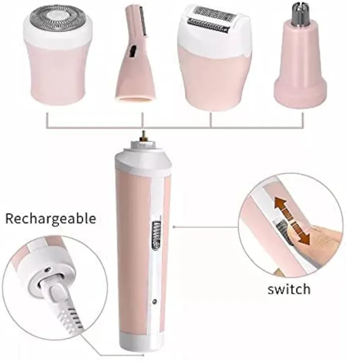 Kemei%20Km-3024%20Multifunctional%204%20In%201%20Rechargeable%20Woman%20Body%20Shaver%20Eyebrow%20Nose%20Trimmer%20Set%20-%20Image%204