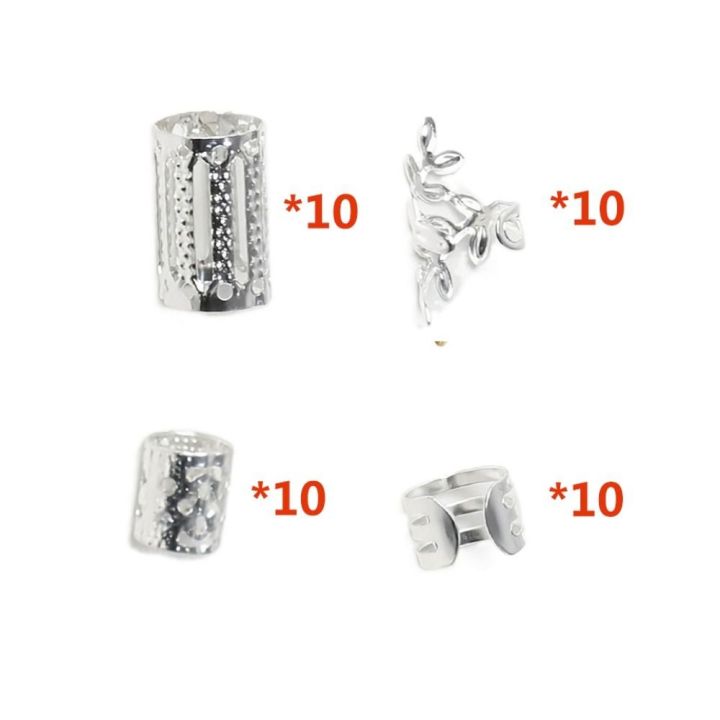40PCS%20Hair%20Accessories%20Metal%20Cuff%20Clips%20Mixed%20Hair%20Rings%20Set%20Hair%20Braiding%20and%20Dreadlocks%20Beads%20DIY%20Charm%20Hair%20Braid%20Tubes%20Decor%20-%20Image%209