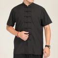 Men Shirt Mandarin Collar Oversize Short Sleeve Summer Plus Size 6XL 7XL 8XL 10XL Chinese Style Formal Black White Casual Retro.