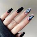24P Fashion Nails With Design Leopard Full Cover False Nails Tips Black Brown Stiletto Press On French Artificial Nail Glue. 