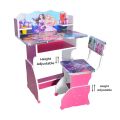 High Quality Pink Color Barbie Cartoon Design Kids Study Table With Chair, Barbie Cartoon Printed Design Kids Wooden Study Table Set. 
