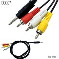 Audio Video AV Cable Wire Cord 3.5mm Jack Plug Male to 3 RCA Adapter.