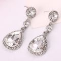 Korean Long Crystal Water Droplets Dangle Earrings for Women Elegant Cubic Zirconia Drop Ear Fashion Wedding Party Jewelry. 