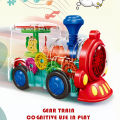 Concept Transparent Gear Train Walking Train Colorful Lights Musical Children's 3D sound And Light Toys.