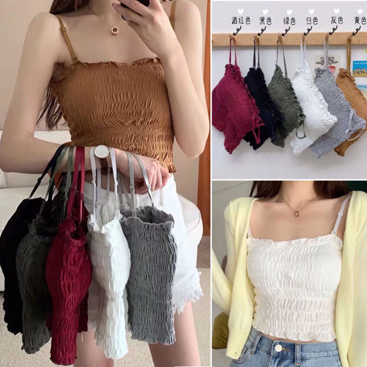 Ice%20silk%20pleated%20beautiful%20back%20camisole%20with%20chest%20pad%20tube%20top%20bottoming%20shirt%20top%20HyunA%20style%20wrapped%20chest%20underwear%20student%20girl%20-%20Image%209
