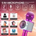 Wireless Bluetooth Karaoke Microphone, 5-in-1 Portable Handheld Mic Speaker for All Smartphones,Gifts for Girls Kids All Age.