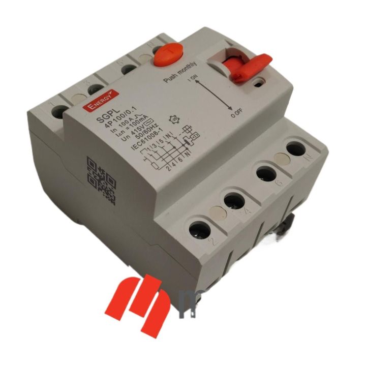 Energy RCCB / RCD 40A 30mA Four Pole 4P Residual Current Device Earth Leakage Breaker