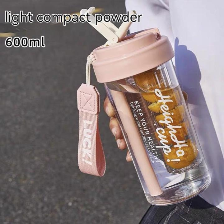 600 ML Sports Water Bottle Food Grade Tritan Material Water Cup Female Straw Cup Summer Portable Water Cup Handy Cup
