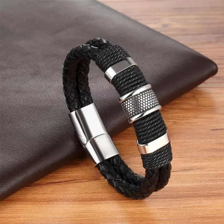 Black%20Braided%20Leather%20Bracelet%20Men%20Stainless%20Steel%20Magnetic%20Clasp%20Male%20Wristband%20-%20Image%202