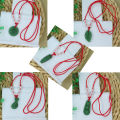 Organic Glass Popular Red Rope Beaded Pendant Wholesale Price All-Match Multiple Necklace Imitation Stone Mala Stall Temple Exhibition Hot Selling Jewelry Accessories Birthday Wedding Engagement Bridal Party Unique Gift Item for Ladies/Gents Green Color. 