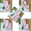 Organic Glass Popular Red Rope Beaded Pendant Wholesale Price All-Match Multiple Necklace Imitation Stone Mala Stall Temple Exhibition Hot Selling Jewelry Accessories Birthday Wedding Engagement Bridal Party Unique Gift Item for Ladies/Gents Green Color.