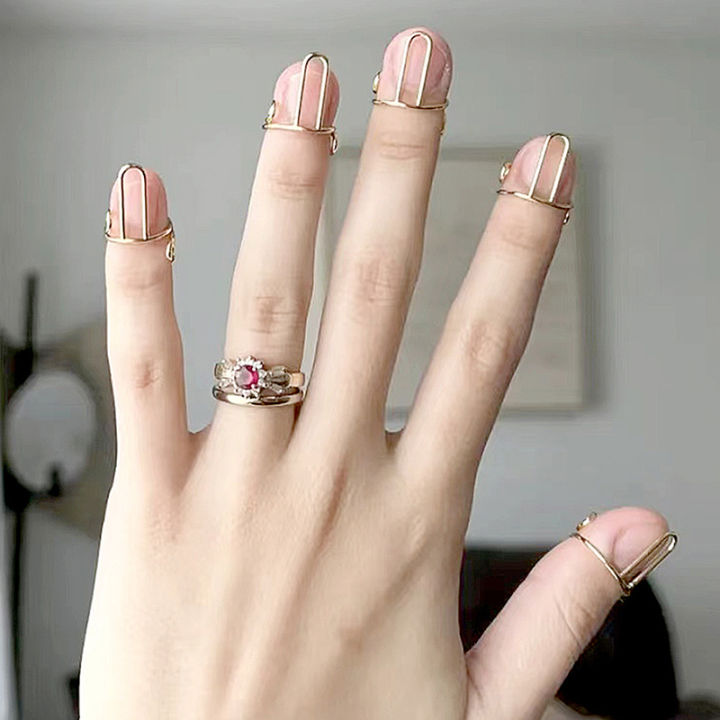 【Hot item】 10 Pieces Sets Thin Nail Rings for Ladys Daily Fingertip Protective Cover Trendy Ring Jewelry Gift to Girlfriend Manicure Luyo