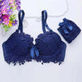 Japanese Peach Heart Floral Lace Lingerie Set â Push-Up Wireless Bra and Panties for Women.