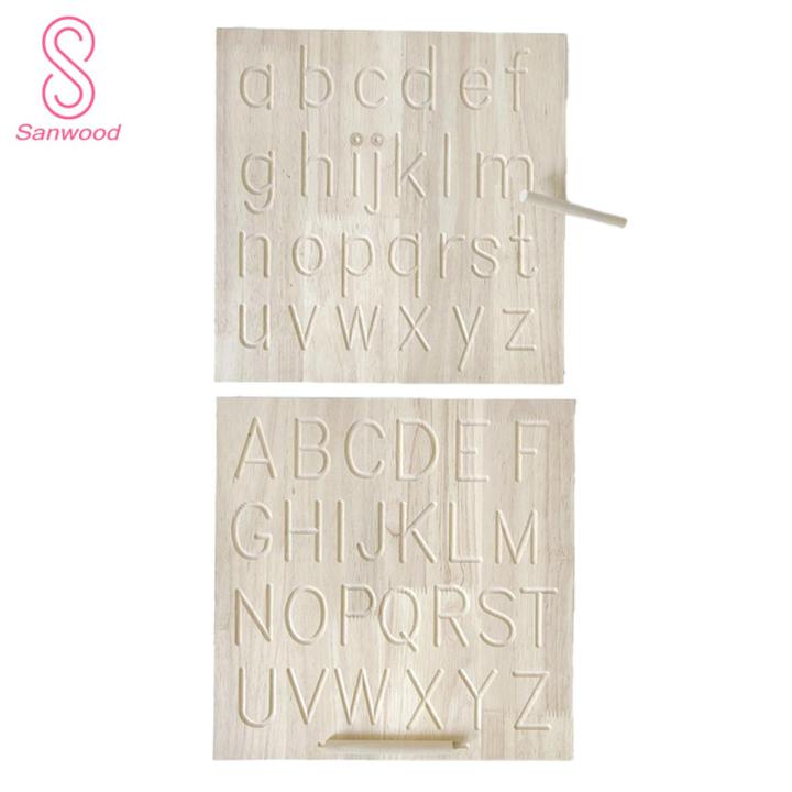 Wooden Letters Practicing Board Double-Sided Alphabet/Number Tracing Tool Kids Drawing Board