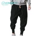 Harem Pants Baggy Drawstring Men Drop-crotch Pockets Trousers for Daily Wear.