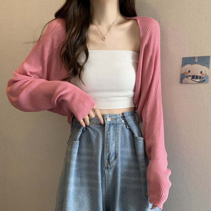 Summer%20Fashion%20Short%20Knitted%20Sunscreen%20Cardigan%20Women%20Solid%20Color%20Long%20Sleeve%20Thin%20Smock%20-%20Image%205