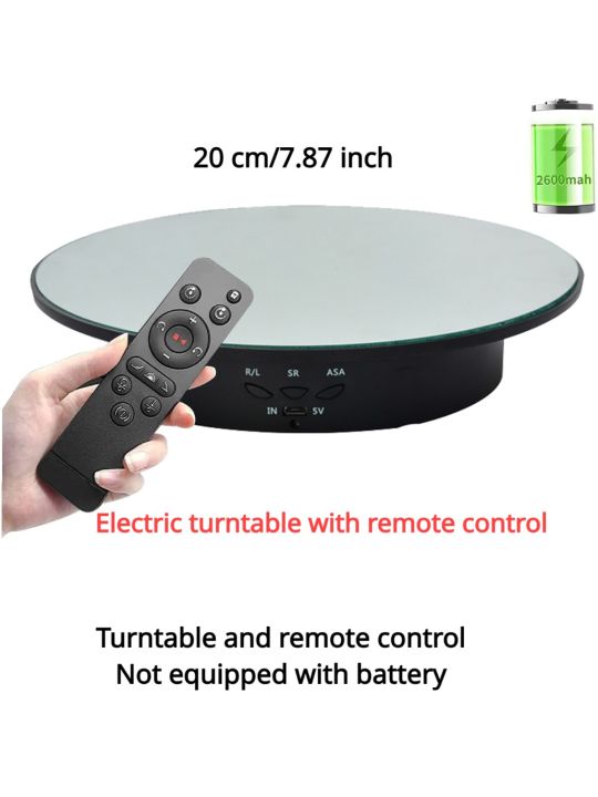 3 Speeds Electric Rotating Display Stand Mirror 360 Degree Turntable Jewelry Holder Battery/USB Power for Photography