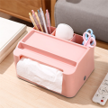 1 PCS Tissue Storage Box, Study Table Organizer with Draw, Remote Holder Tissue Case, Plastic Tissue Case with Stationary Organizer Tray B. 