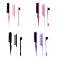 3Pcs Slick Back Hair Brush Set with 1 Pcs Edge Brush 1 Pcs Bristle Hair Brush 1 Pcs Rat Tail Comb Teasing Brush Set. 