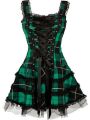 Vintage Plaid Bandage Gothic Women A-line Dresses Grunge Aesthetic Lace Trim Patchwork Mini Dress Punk Bodycon Partywear. 