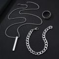 New 3pcs/set Mens Stainless Steel Glamour Bracelet Ring & Necklace Set for Men.