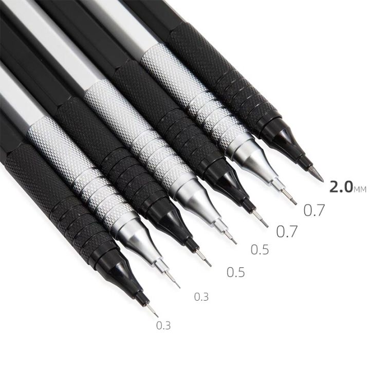 Metal Mechanical Pencil 0.3 0.5 0.7 2.0mm Low Center of Gravity Art Drawing Painting Automatic Pencil with School Supplies