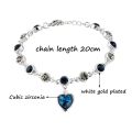 Trendy Crystal Rhinestone Heart Shape Light Blue Stone Bracelet for Women New Collection - Bracelet for Girls Simple Stylish. 