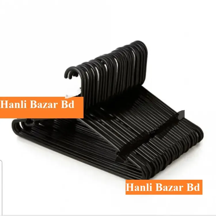 Normal Plastic Hanger 12 pcs Black reasonable price) Daraz