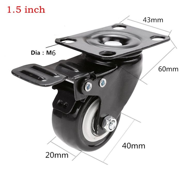 4%20pcs%20set%20Heavy%20Duty%20Caster%20Wheels%20Soft%20Rubber%20Swivel%20Caster%20with%20360%20Degree%20-%201.5%20inch%20(2%20with%20Brakes%20&%202%20Without)%20-%20Image%203