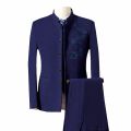 Men Suit Coat Vest Pants Fashion Chinese Retro Style Wedding Groom Suit Stand Collar Classic Terno Masculino Business Blazers.