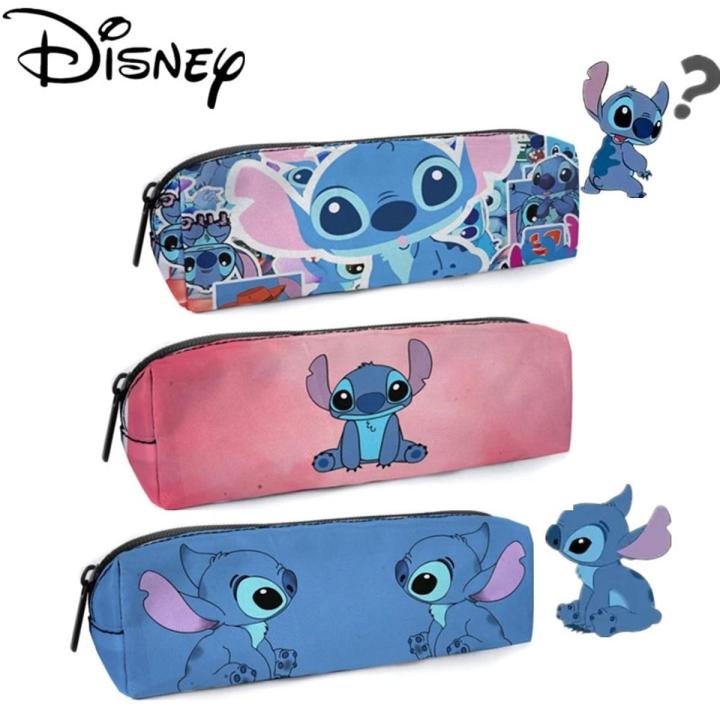 Disney Stitch Pencil Case Cartoon Figure Lilo Stitch Print Pen Bag Students School Supplies Large Pen Eraser Ruler Storage Bag