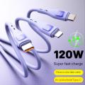 120W 6A 3 in 1 Super Fast Charging Cable Micro USB Type-C Fast Charger Micro USB Type-C Data Cable. 